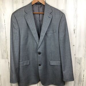 Lauren Ralph Lauren Silk Wool Suit Jacket Blazer Mens 44L Gray EUC
